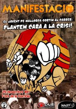 Mig centenar de joves es manifesten a Palma contra la crisi