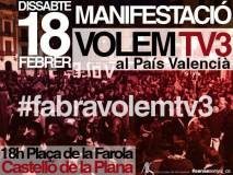 Cartell de la manifestació per TV3 a Castelló, convocada per l'ACPV i la plataforma Sense Senyal