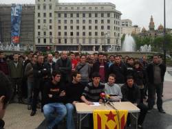 La roda de premsa ha tingut lloc al bell mig de Plaça Catalunya