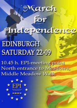 Cartell de l'European Partnership for Independence fent una crida a assistir a la manifestació