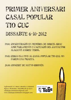 L'aniversari del Casal Popular Tio Cuc d'Alacant se celebrarà dissabte