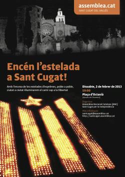 Cartell anunciant l'encesa de l'estelada a San Cugat del Vallès
