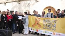 Aina Moll en el moment de llegir el manifest a Palma