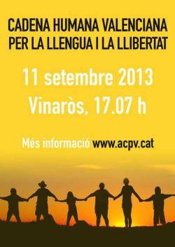 Cartell promocional de la cadena humana de l'11S al País Valencià. Font: ACPV