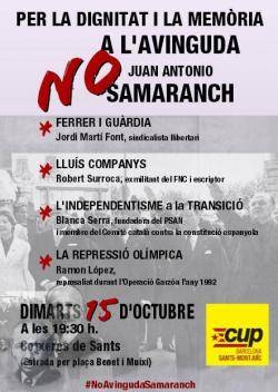Primer acte de campanya contra contra l'avinguda Juan Antonio Samaranch
