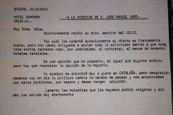 Imatge de la carta que va rebre lHotel Haromar de Calella (Maresme) 