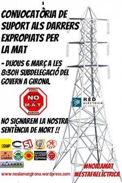 Per protestar contra les expropiacions s'ha convocat una concentració per demà a les 8:30 davant de la subdelegació del govern a Girona (antic banc dEspanya).