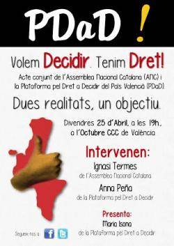 Cartell de l'acte que es realitzarà el 25 d'Abril a València