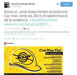 David Fernàndez entregarà la indemnització per l'agressió policial a la reconstrucció de Can Vies