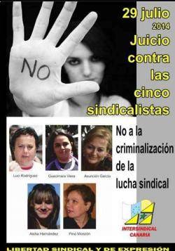 Solidaritat de la CSC amb 5 dones de la Intersindical Canaria que s?enfronten a un any de presó