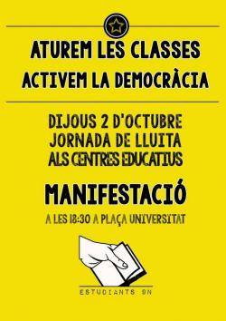 L'acte central: manifestació a les 18.30h a la Plaça Universitat de Barcelona