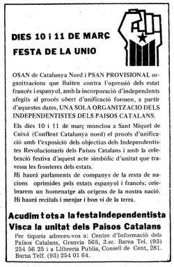 "Festa de la Unió" el març de 1979, a Sant Miquel de Cuixà, que va donar lloc a Independentistes dels Països Catalans (IPC)