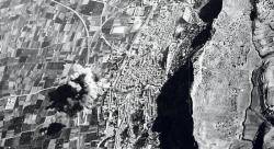 Imatge del bombardeig presa per l?aviació italiana agressora