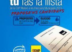 La CUP Mataró escollirà els primers noms de la llista de forma participativa