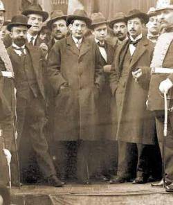 D'esquerra a dreta: Francesc Layret, Marcel·lí Domingo i Lluís Companys, tres dels principals líderes del Partit Republicà Català (PRC)