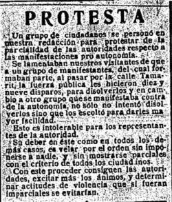 Article de "Solidaridad Obrera" del 20-12-1918 en que denúncia la parcialitat de la policia a favor dels espanyolistes