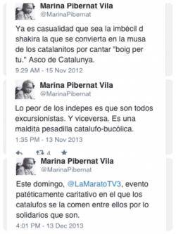 Comentaris racistes publicats per Marina Pibernat el novembre de l'any 2012