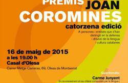 Carme Junyent guardonada amb el Premi Joan Coromines 2015