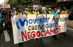 Manifestació en suport amb els vaguistes de Movistar