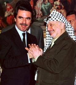 1996 Yasir Arafat s'entrevista amb el rei Juan Carlos i José María Aznar