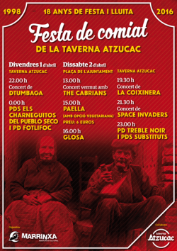 La Taverna Atzucac de Mataró organitza una festa de comiat  després de 18 anys d'activitat (1998 - 2016)
