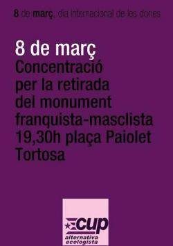 Concentració a Tortosa per la retirada del monument franquista del riu