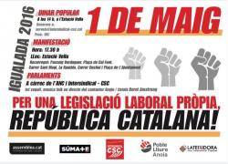 Mobilització pel 1r de Maig a Igualada sota el lema "Per una legislació pròpia, república catalana"