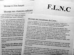 EL FLNC respondrà a qualsevol atemptat islamista a Còrsega