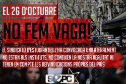EL SEPC rebutja la convocatòria de vaga del 26-O organitzada pel SE