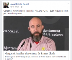 Joan Botella Corral (catedràtic de ciència política de la Universitat Autònoma de Barcelona) sapunta a la moda unionista dinsultar independentistes per les xarxes socials.