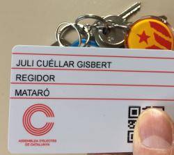 Carnet de l'Assemblea d'Electes de Catalunya del regidor mataroní Juli Cuéllar