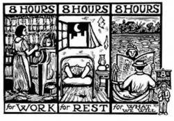 Cartell de revindicació de les jornades de 8h de treball del moviment obrer
