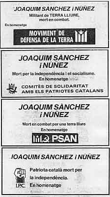 Esqueles recordant en Quin Sànchez el 1986, al diari "Avui"