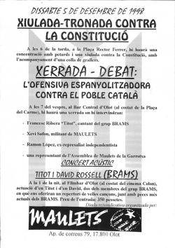 Cartell de l'acte contra la Constitució Espanyola d'Olot  de l'any 1998