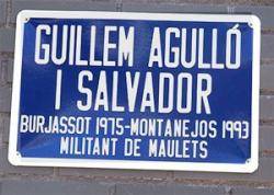 Placa per reivindicar un carrer a Guillem Agulló