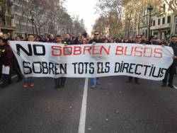 Manifestació dels treballadors de bus i metro a Barcelona