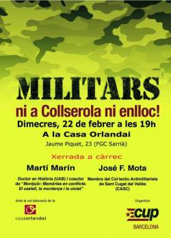 Acte de denuncia de la CUP en contra de la presència de militars espanyols a Collserola