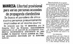 Diaris sobre detencions de membres del PSUC a Manresa l'octubre de 1975