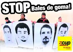 Cartell de la CUP en contra de les bales de goma