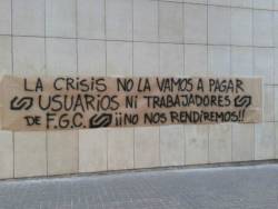 Pancarta de protesta a FGC