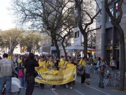 Capçalera de la manifestació de dilluns