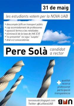 Cartell estudiantil de suport a Pere Solà