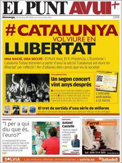 Portada d'El Punt Avui de diumenge 24 de juny anunciant l'acte i la nova secció