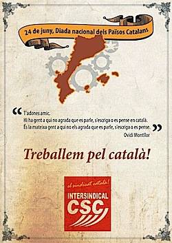 La Intersindical-CSC reivindica la Diada Nacional del 24 de juny i reclama la lluita per la cultura i la identitat en el marc laboral