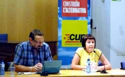 Mariona Lladonosa (CUP) i Txelui Moreno (esquerra abertzale)