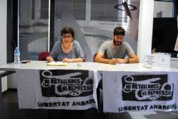 Els representants del grup de suport a Andreu Curto, en roda de premsa