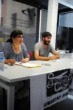 Els representants del grup de suport a Andreu Curto, en roda de premsa