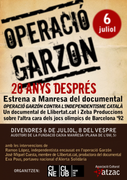 Cartell de presentació del documental de l'Operació Garzón a Manresa