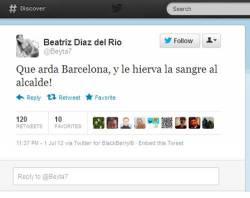 La piulada de la gerent de l'Ajuntament de Badalona, Beatriz DíazDíaz feia referència a la victòria espanyola a l'Eurocopa