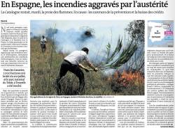 Notícia a Le Monde sobre la retallada en prevenció d'incendis
